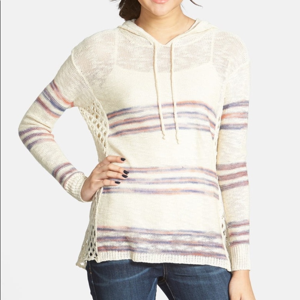 Paper Crane Striped Knit Hoodie Sweater Medium